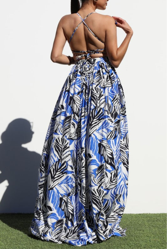 Palm Leaves Maxi Dress