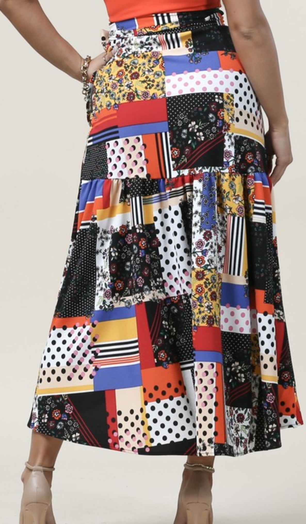 Patchwork Hi-Lo Skirt