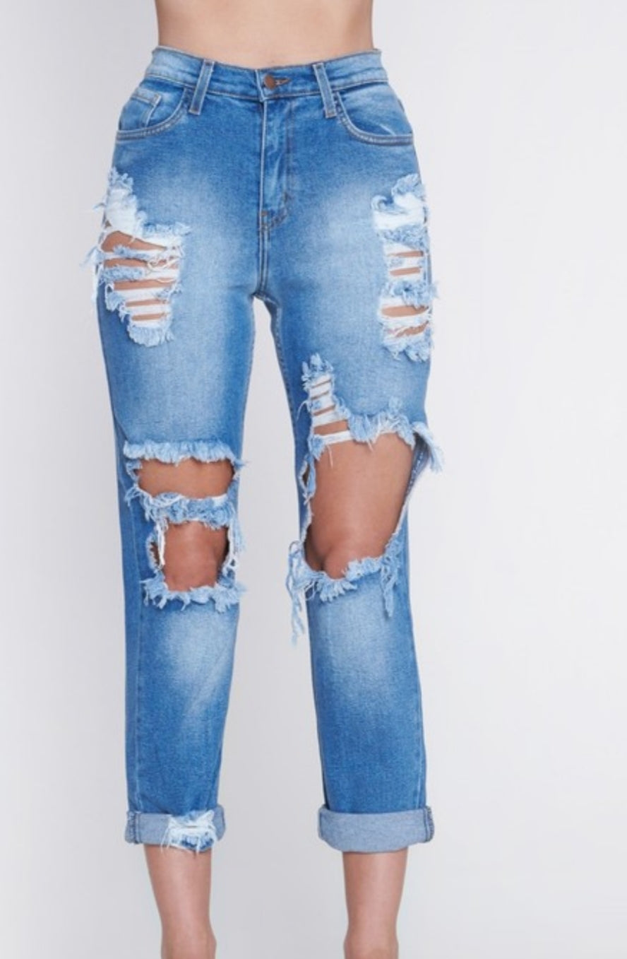 Distressed Mom Jeans