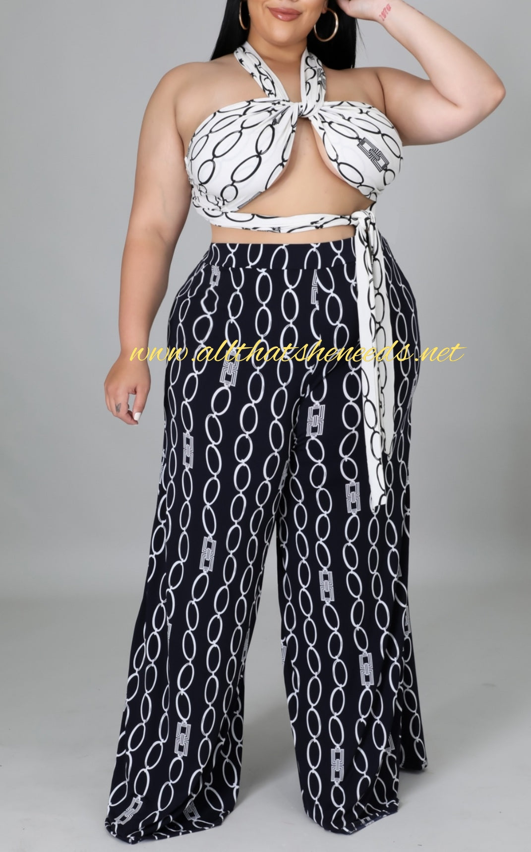 Chain My Heart Plus Size 2 Piece Set