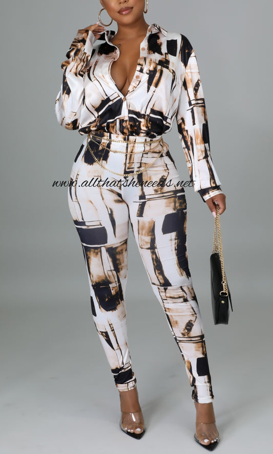 Dark Coffee Pant Set
