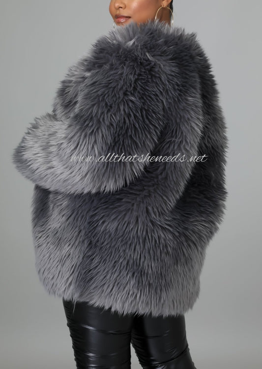 Gray Skies Faux Fur Coat