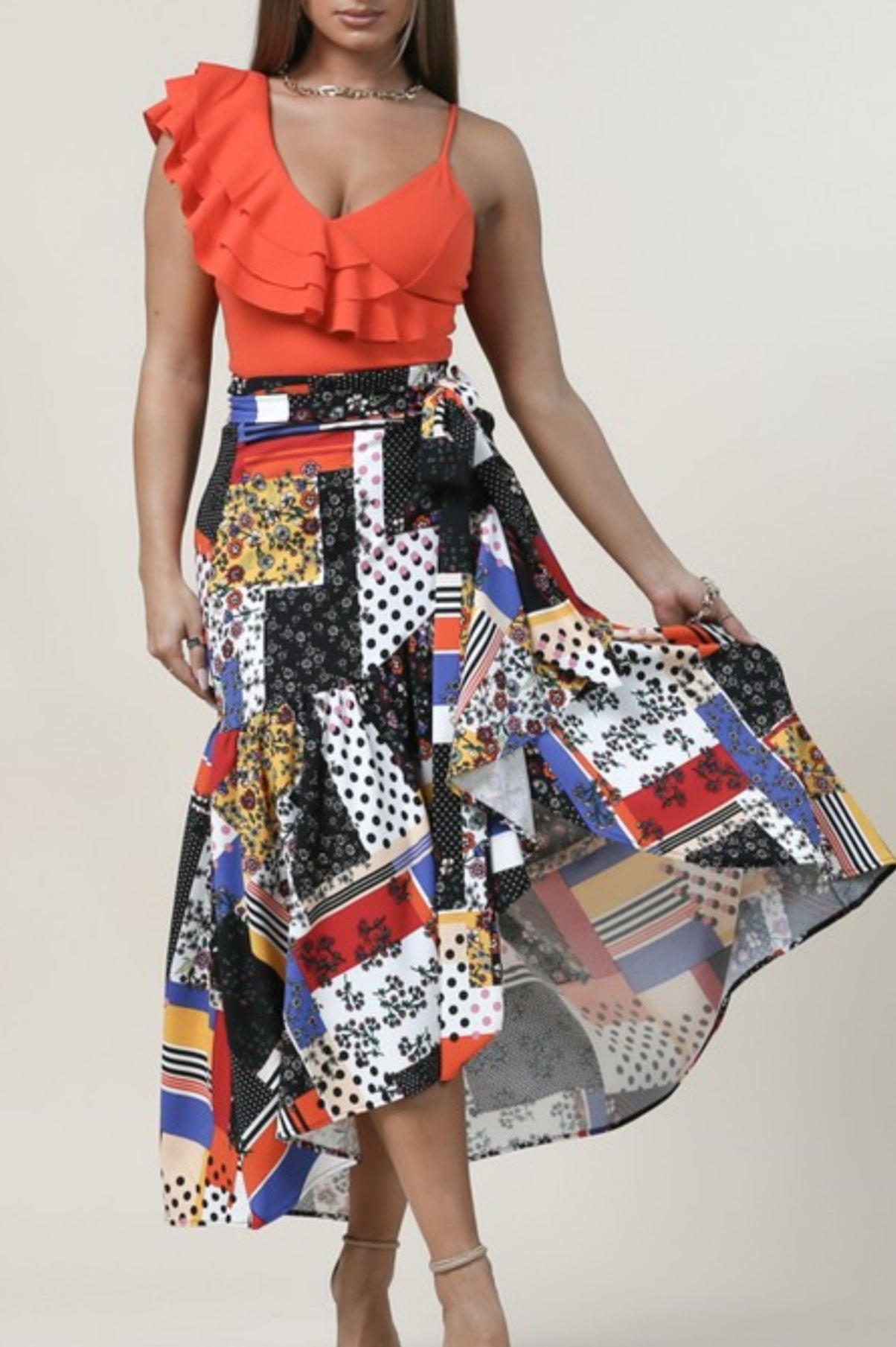 Patchwork Hi-Lo Skirt